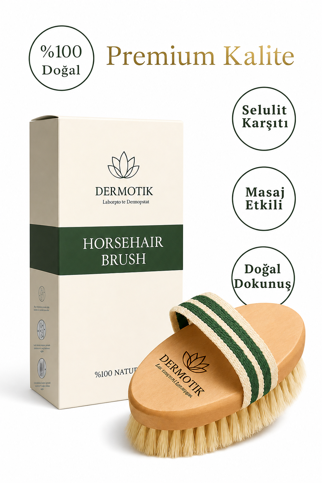 %100 Doğal At Kılı Fırçası – Selülit ve Çatlak Karşıtı Kuru Fırçalama