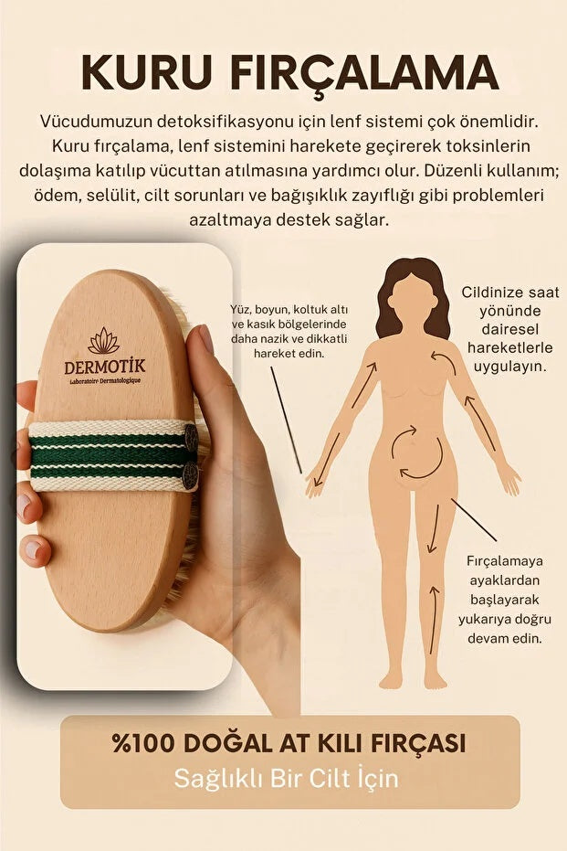 %100 Doğal At Kılı Fırçası – Selülit ve Çatlak Karşıtı Kuru Fırçalama