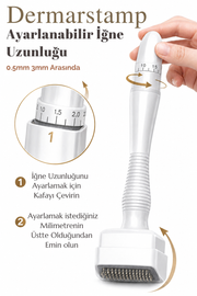 Ayarlanabilir Dermastamp 0.25-3mm Titanyum Mikro İğneli Saç Sakal ve Cilt Cihazı