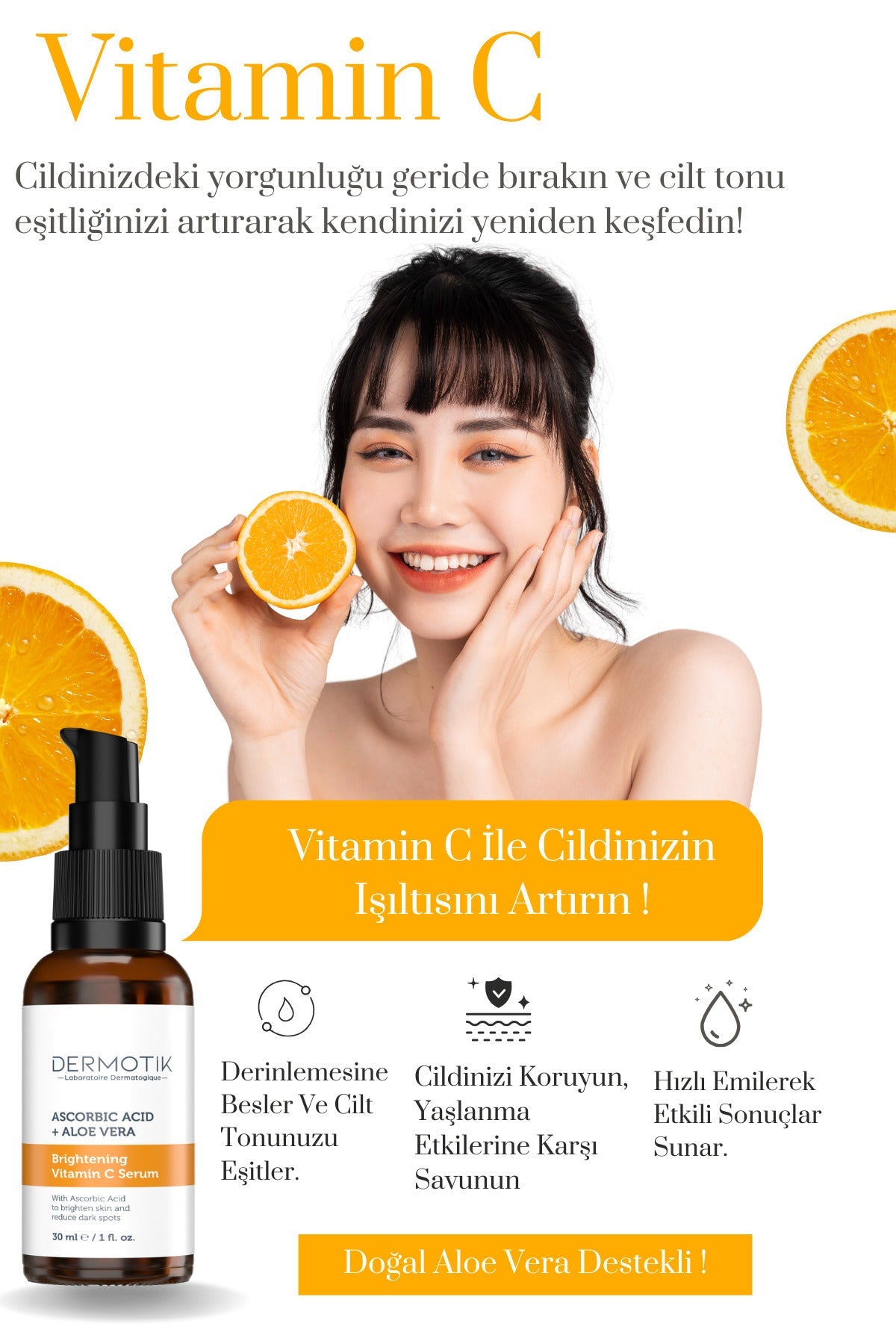 C Vitamini Aydınlatıcı & Ton Eşitleyici Cilt Bakım Serumu 30 ml - kullanım ve ürün detayı