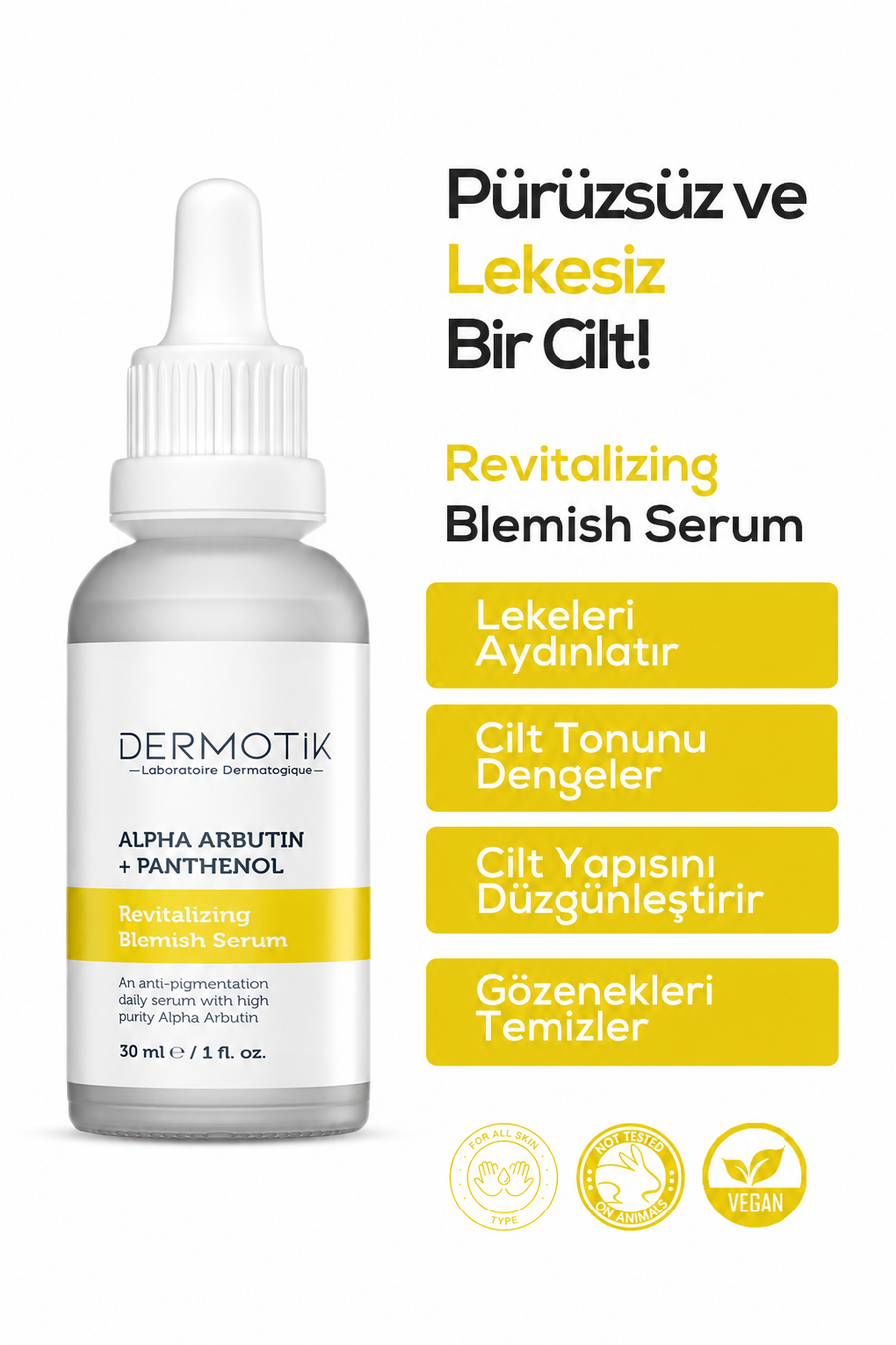 Leke Karşıtı Aydınlatıcı Alpha Arbutin + Panthenol Günlük Bakım Serumu