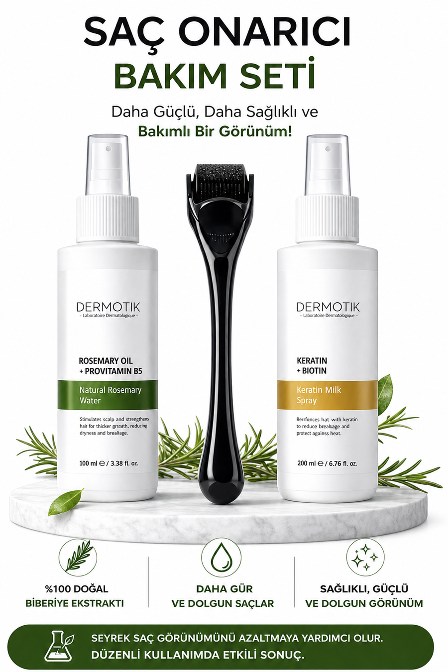 Saç Onarımına Yardımcı Biberiye Suyu & Keratin Sütü Dökülme Karşıtı Saç Bakım Seti