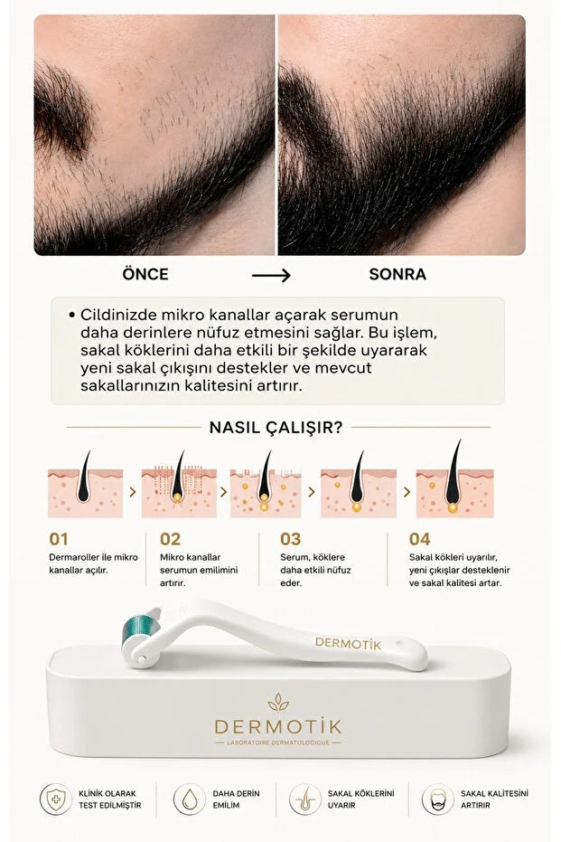540 İğneli Titanyum Dermaroller 1 mm & Dezenfektan Seti