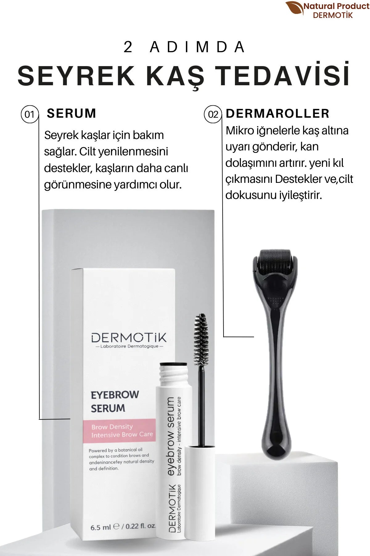 Seyrek Kaş Bakım Seti – Dermaroller ve Kaş Serumu Dolgunlaştırıcı 6.5ml