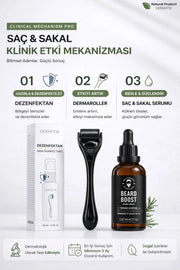 Seyrek Saç Sakal Serumu Ve 540 İğneli Dermaroller 1 mm Dezenfektan Seti