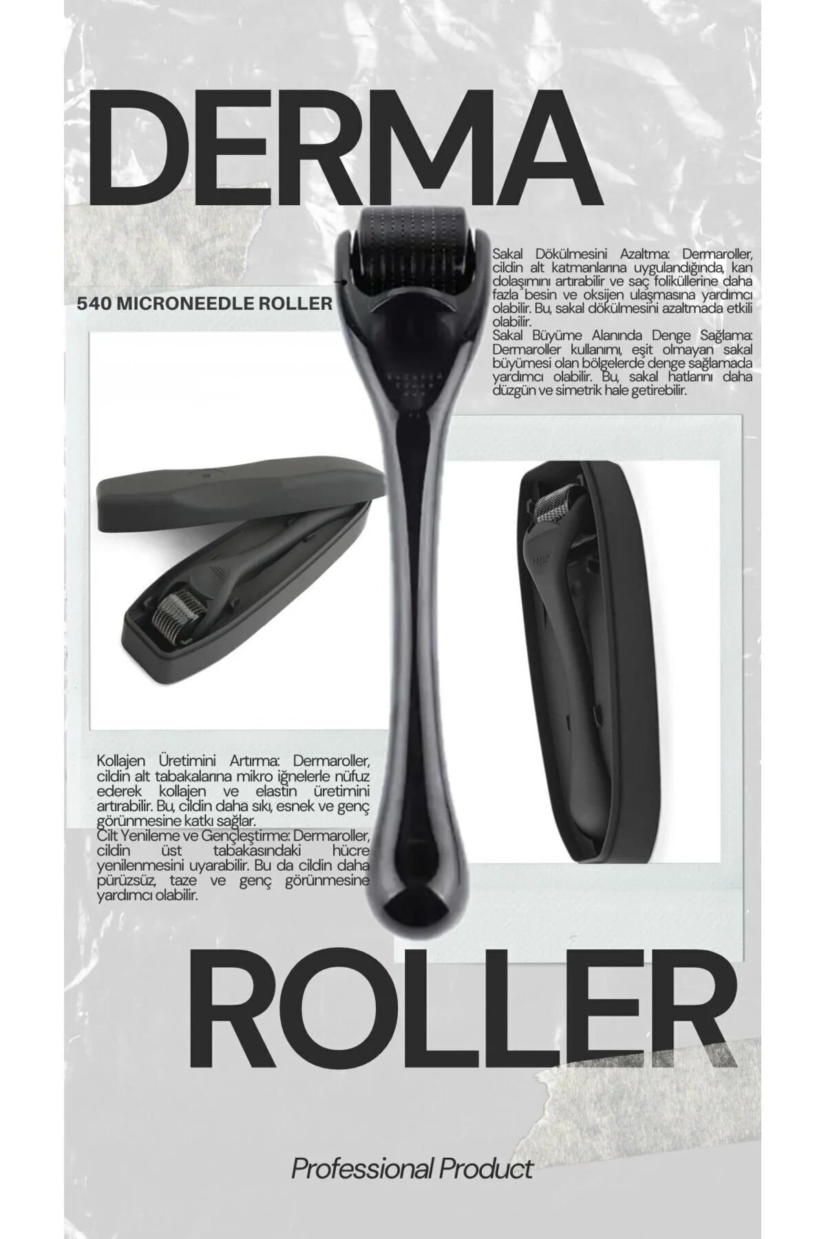 Titanyum Uçlu 540 İğneli Saç Sakal Çıkarma Ve Cilt Bakım Dermarolleri 1 mm