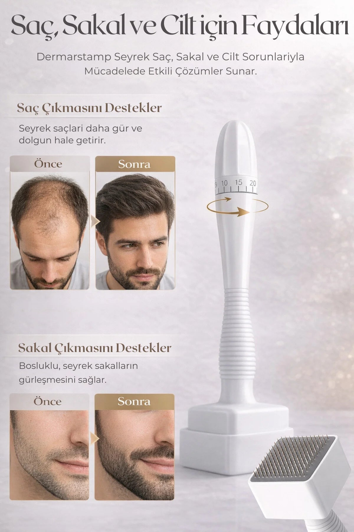 Ayarlanabilir Dermastamp Titanyum Uçlu 0.25-3mm & Dezenfektan Seti