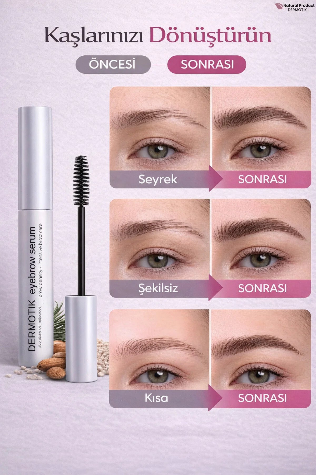 Seyrek Kaş Bakım Seti – Dermaroller ve Kaş Serumu Dolgunlaştırıcı 6.5ml