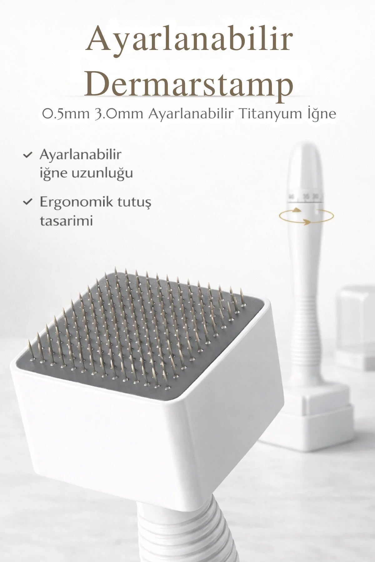 Ayarlanabilir Dermastamp Titanyum Uçlu 0.25-3mm & Dezenfektan Seti