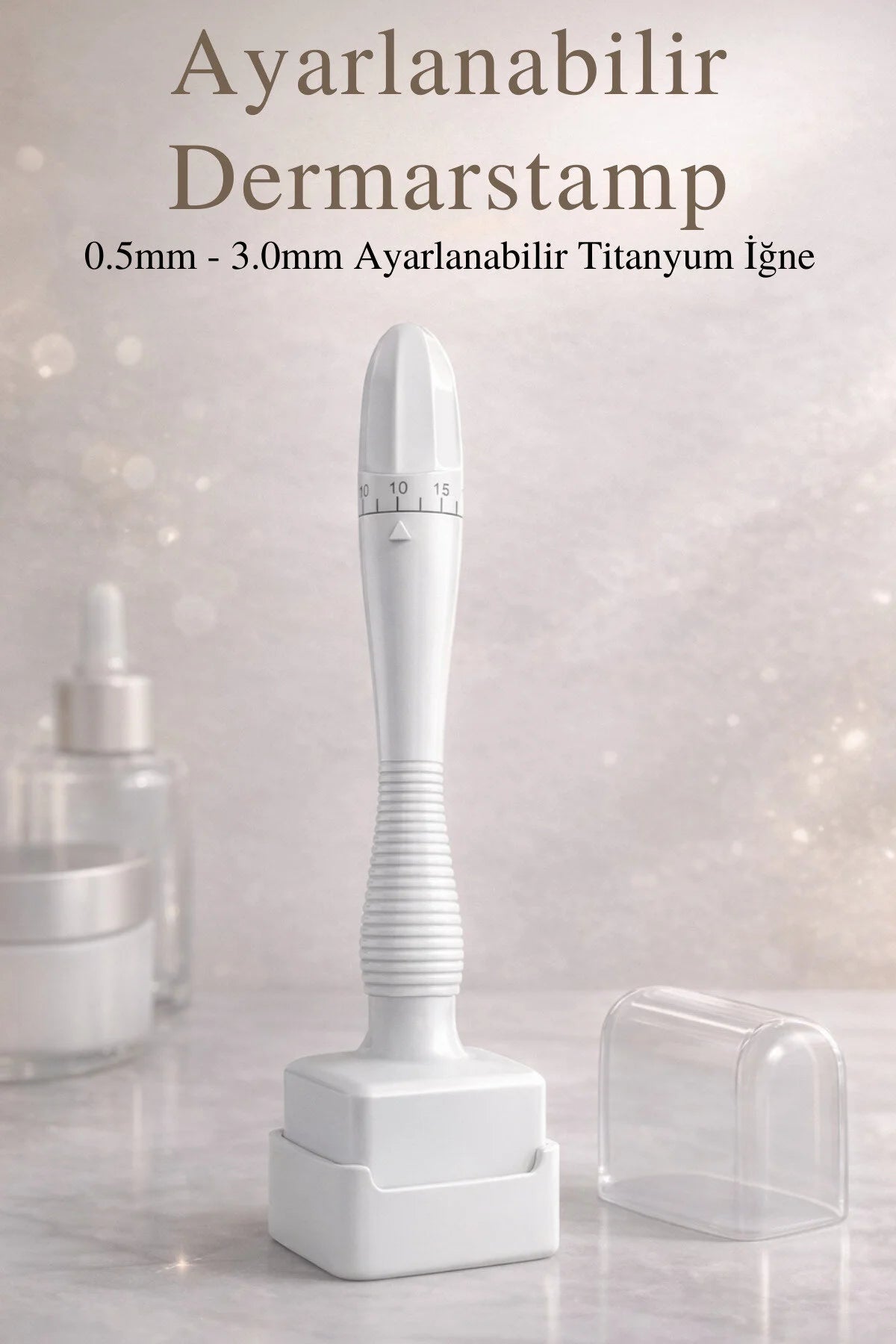 Ayarlanabilir Dermastamp Titanyum Uçlu 0.25-3mm & Dezenfektan Seti